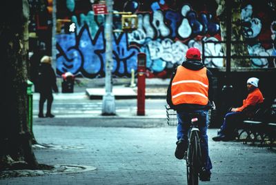 Woman walking in city