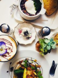 High angle view of food on table