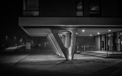 Empty illuminated underground walkway