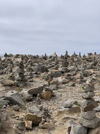 Rocks on land against sky