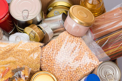 High angle view of food on table