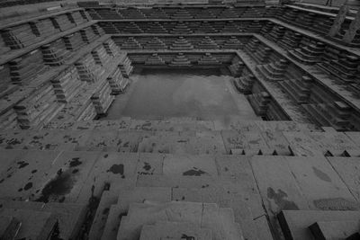 High angle view of steps