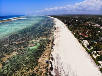 High angle view of beach against sky