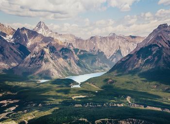 Panoramic view of landscape and mountains against sky