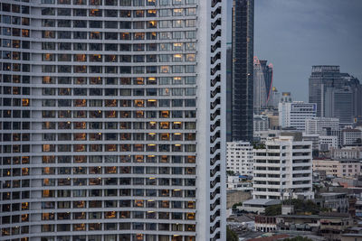 High angle view of buildings in city