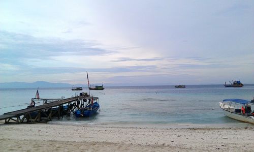Scenic view of sea against cloudy sky