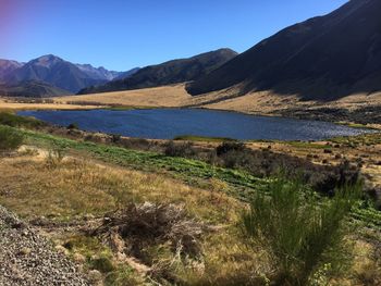 Scenic view of landscape against clear sky