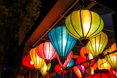 Low angle view of illuminated lanterns