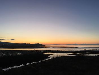 View of beach at sunset