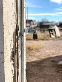 Close-up of metallic door
