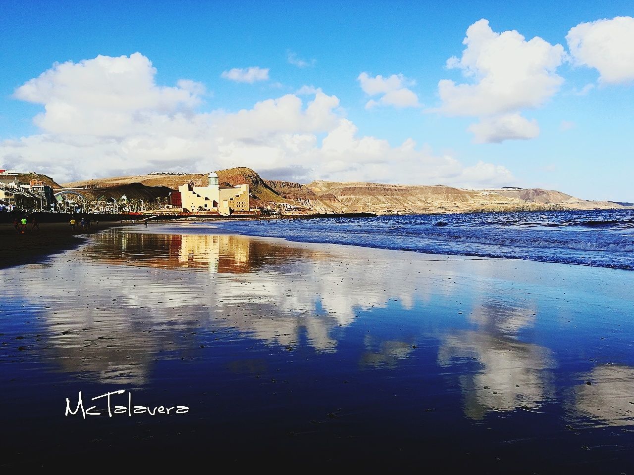 sky, water, architecture, cloud - sky, built structure, building exterior, reflection, building, nature, no people, day, scenics - nature, sea, waterfront, outdoors, blue, land, house, mountain