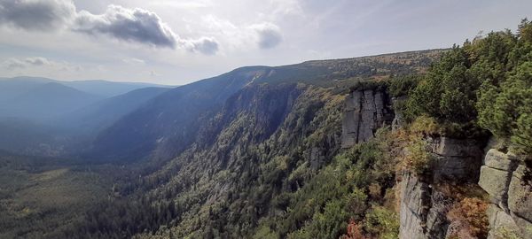 Panoramic view of mountains against sky