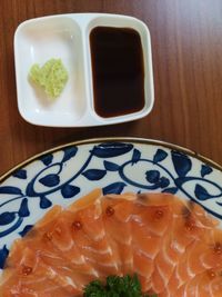 High angle view of food on table