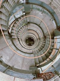 High angle view of spiral staircase