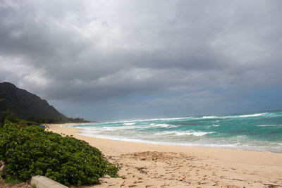 Scenic view of beach against sky