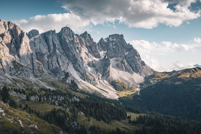 Scenic view of rocky mountains against sky