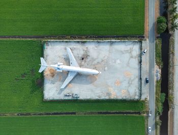 High angle view of ship