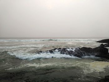 Scenic view of sea against clear sky