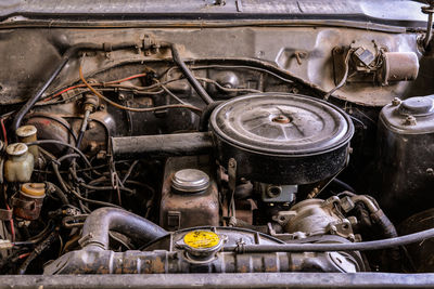 High angle view of old machinery