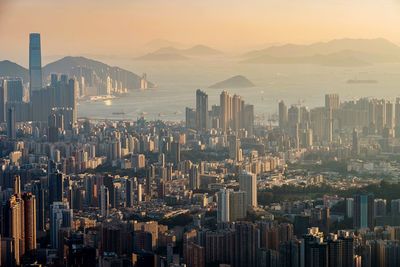 Aerial view of buildings in city