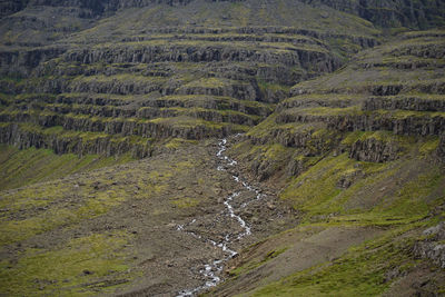 High angle view of rocks on land