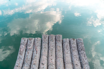 High angle view of pier on lake