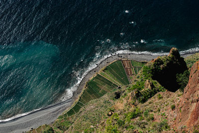 High angle view of sea waves