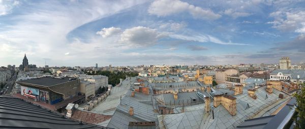 High angle view of townscape against sky