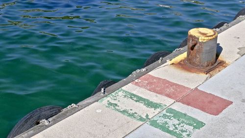 High angle view of pier on lake