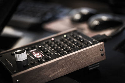 Close-up of computer keyboard on table