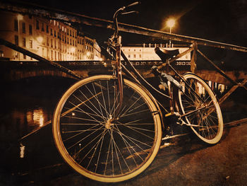 Bicycle wheel at night