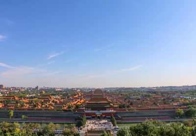 High angle view of cityscape against sky