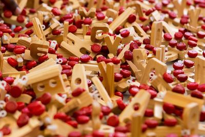 Full frame shot of wooden alphabets