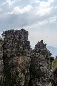 Rock formations on landscape against sky