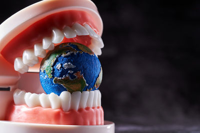 Close-up of dentures