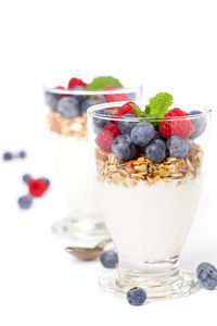 Close-up of breakfast served on table