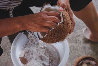 Midsection of woman preparing food