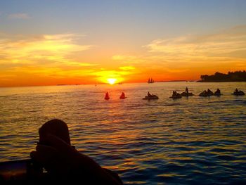 Scenic view of sea during sunset