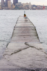 Pier over sea in city