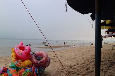 Scenic view of beach against clear sky