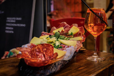 Close-up of food on table