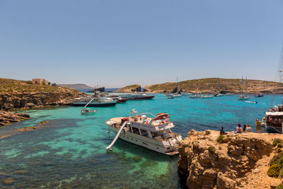 Scenic view of sea against clear sky