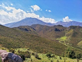 Scenic view of mountains against sky