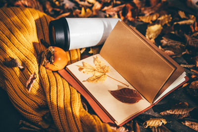 Close-up of christmas decoration on table