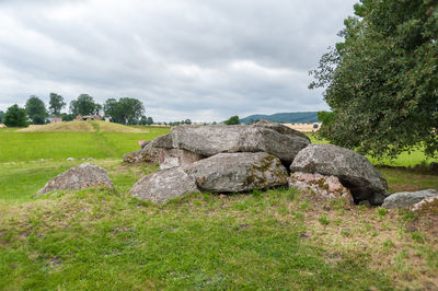 Megalithic stones in slota. old ritual burial grounds.  falkoping district. sweden. europe.