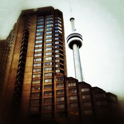 Low angle view of modern building against sky