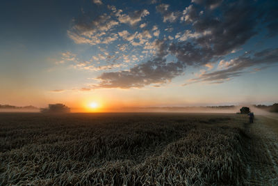 Scenic view of sunset over landscape