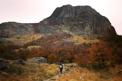 Scenic view of cliff against clear sky