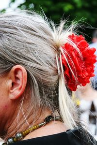Rear view of woman with red hair