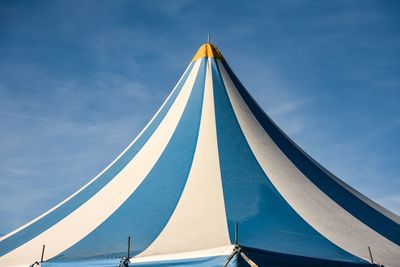 Low angle view of tent against sky